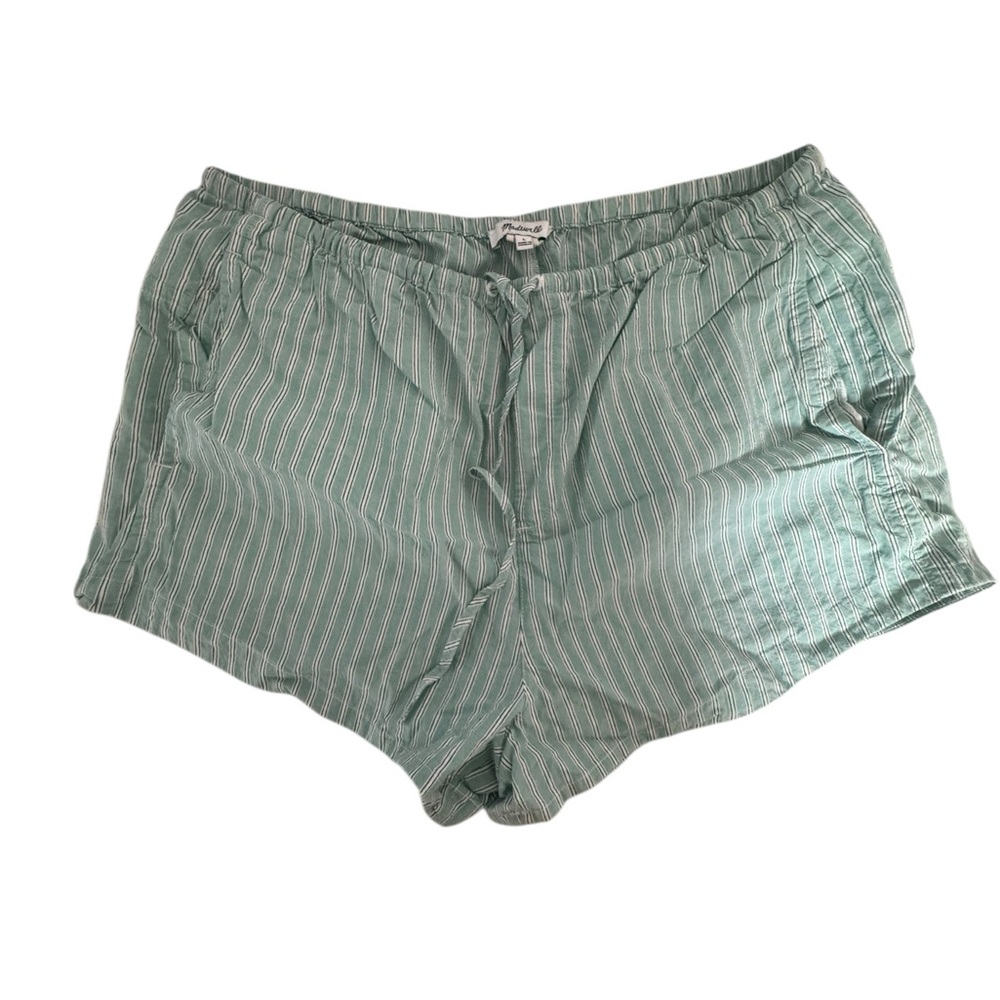 Madewell Teal and White Striped Shorts